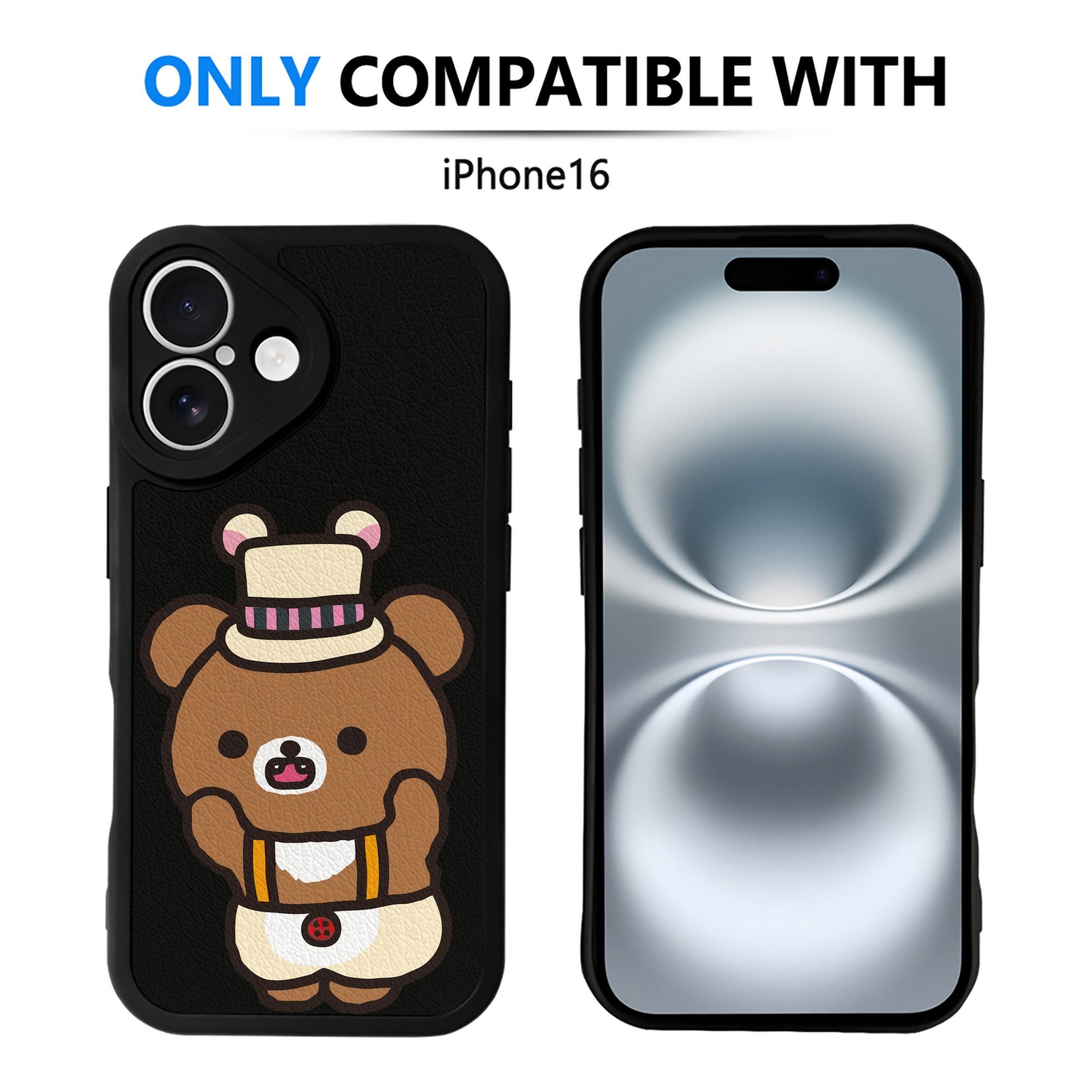 （画像用） リラックマ リラックマ キイロイトリ Rilakkuma Korilakkuma Kiiroitori 【iPhone 16シリーズ対応】シリコンスマホケース（レザー調） 材質：シリコン